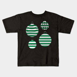 Glasgow Celtic Football Club Green and White Hooped Christmas Bauble Festive Design Kids T-Shirt